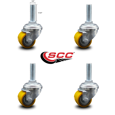 Service Caster Low Profile Polyurethane 35mm Wheel 1/2 Inch Threaded Stem Caster SCC, 4PK SCC-TS04S13810-PUB-121315-4